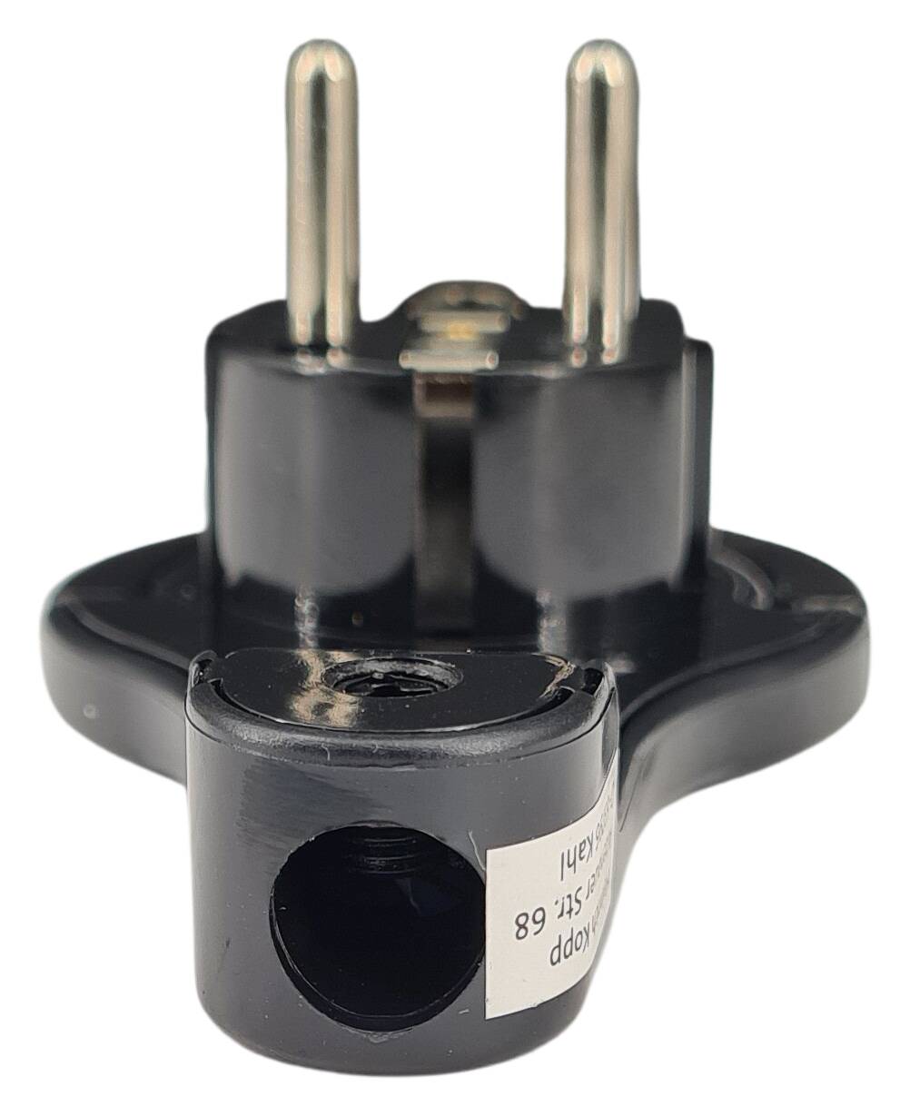 schuko angled plug 250V/16A extra flat/ 8 mm black