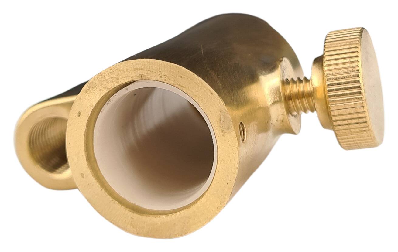 brass cast-telescope slider 25x46x44,5 incl. plastic-insert and brass knurled screw 18x18 M6x10 raw