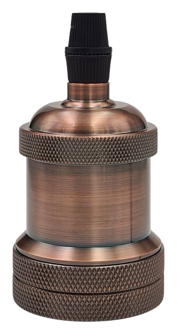 E27 Alu lampholder 49x69 M10x1 smooth jacket 2x ring knurled matt copper
