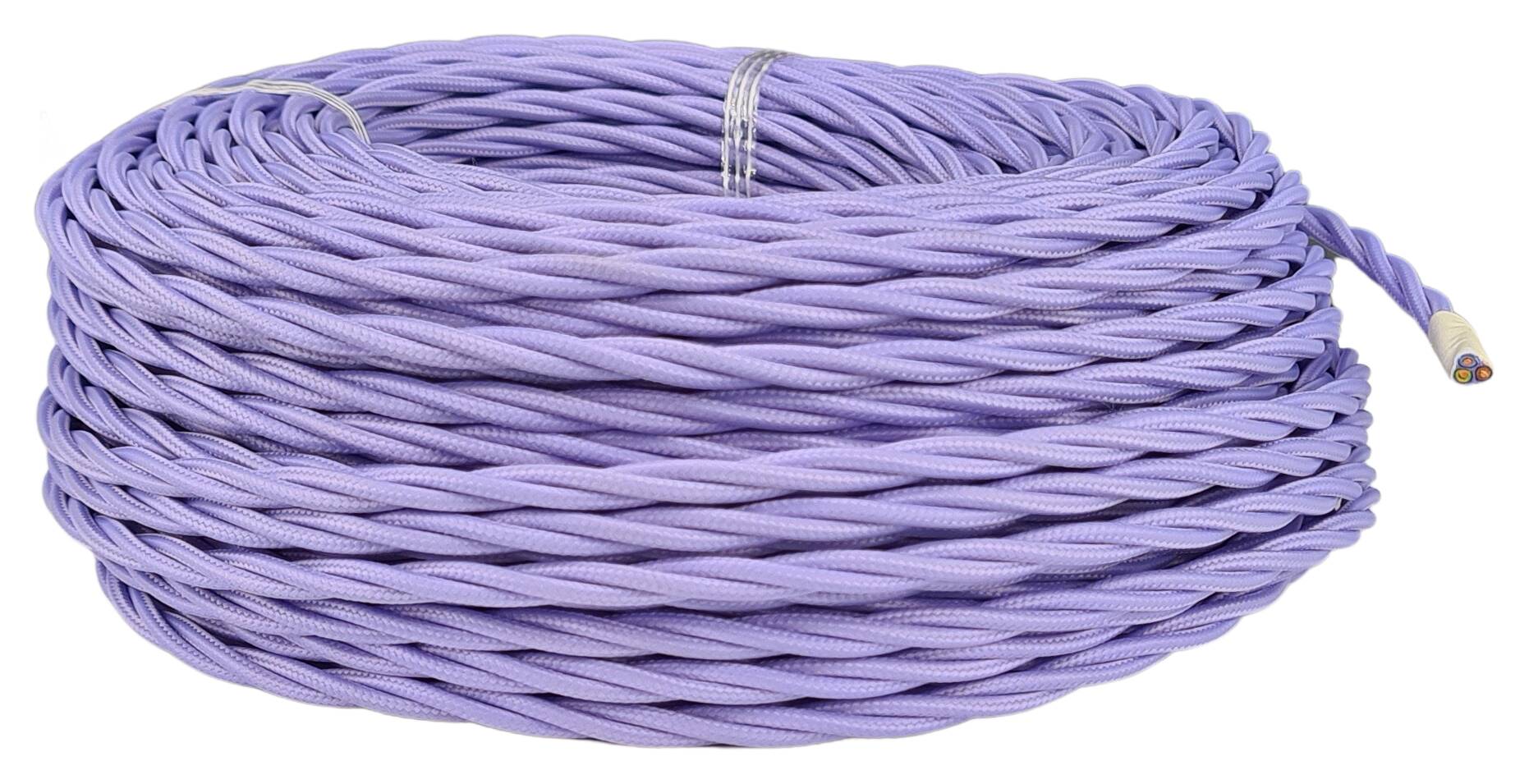 double isolated stranded cable 3G 0,75 separate textile braided and twisted RAL 4005 lavender