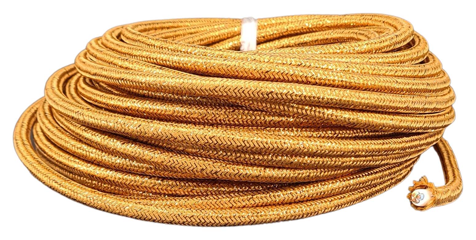 cable 3G 0,75 H03VV-F textile braided metallic RAL 8023 orange brown