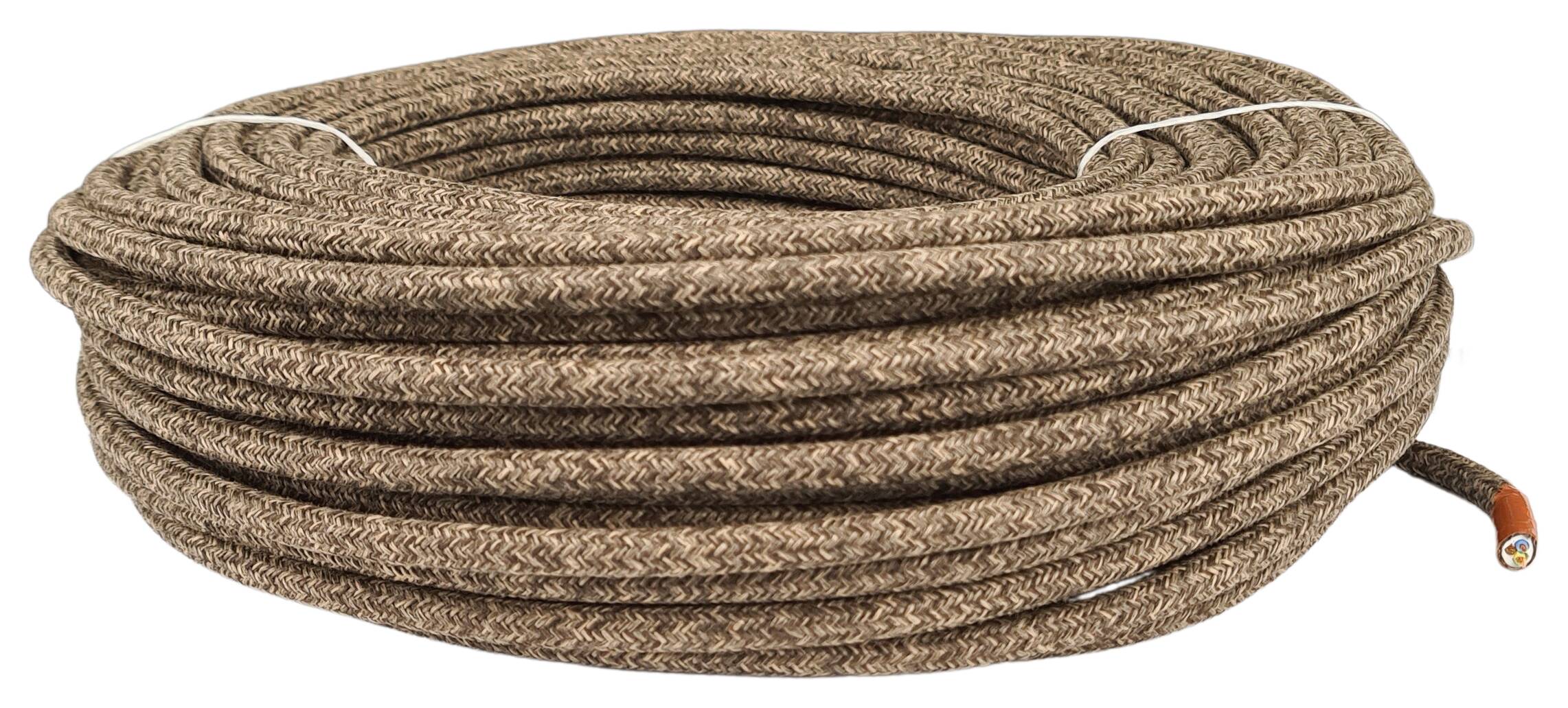 cable 3G 0,75 H03VV-F textile braided flecked lightbrown-darkbrown