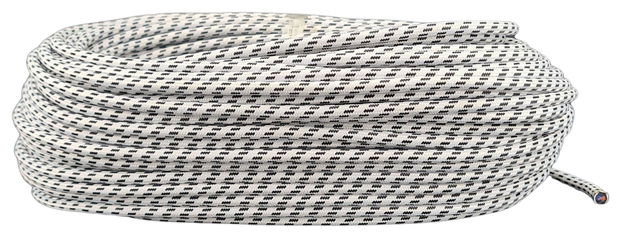 cable 2x 0,75 H03VV-F textile braided black-white (spiral)