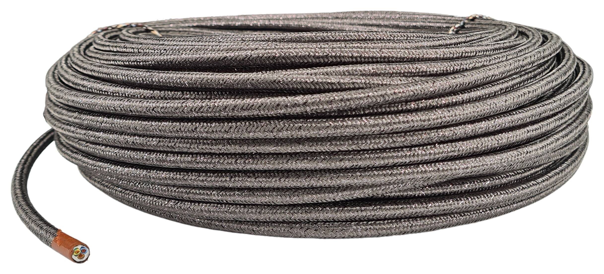 cable 3G 0,75 H03VV-F textile braided metallic RAL 7024 graphitegrey