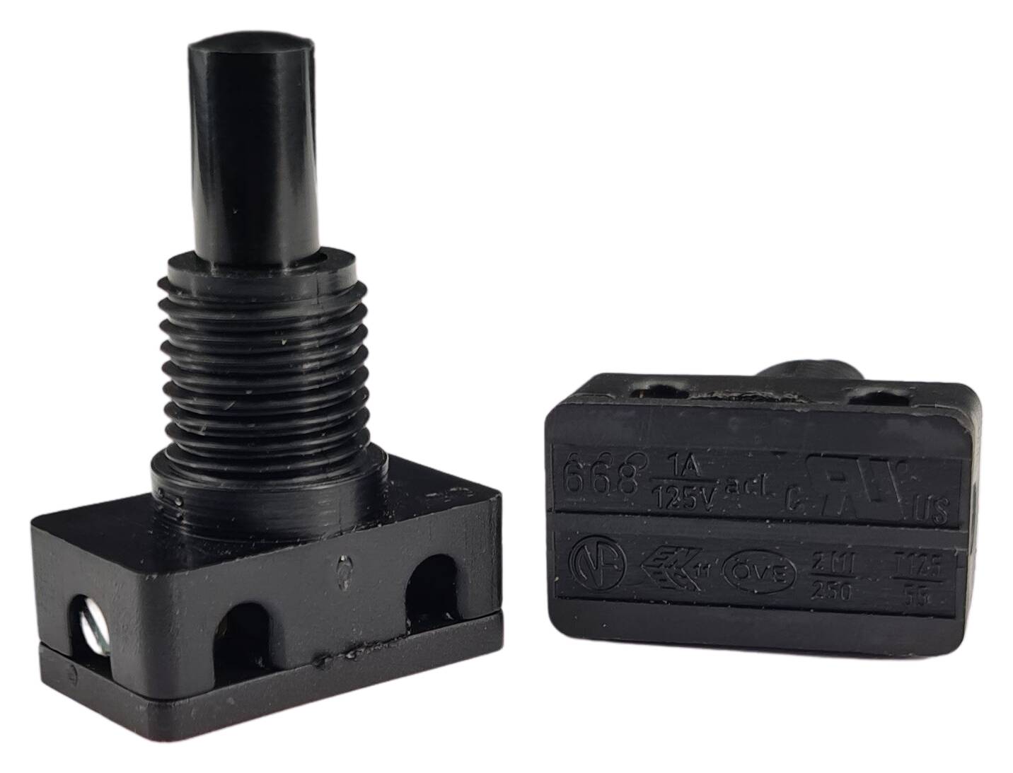 pressure switch 25x13x28 250V/2A on/off black with Knob ON/OFF black