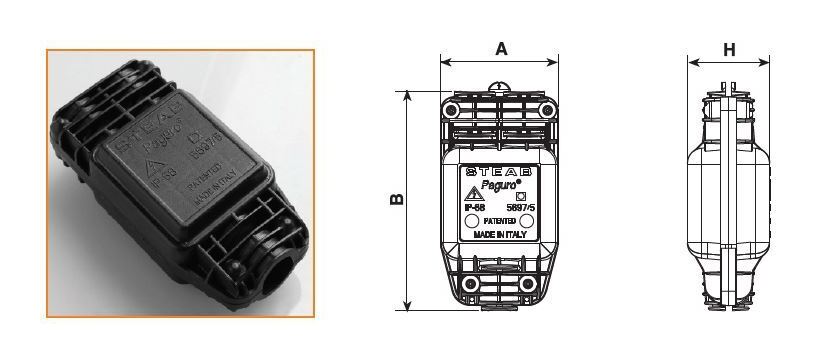 Verteilerdose f. Aussenbereich IP 68 Paguro® 5adrig Klemmbereich 1,5/2,5 mm PA66-RV-AE schwarz