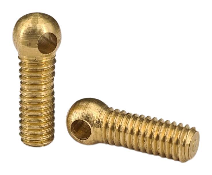 brass screw 5x8,3 M4x5 with lateral hole 2,3 mm raw