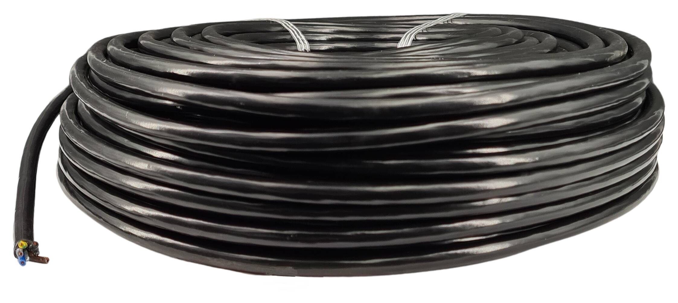 Kabel m. Stahlseil 5G 0,75 HO5VV-F rund AD = 7,8 mm PVC ummantelt schwarz