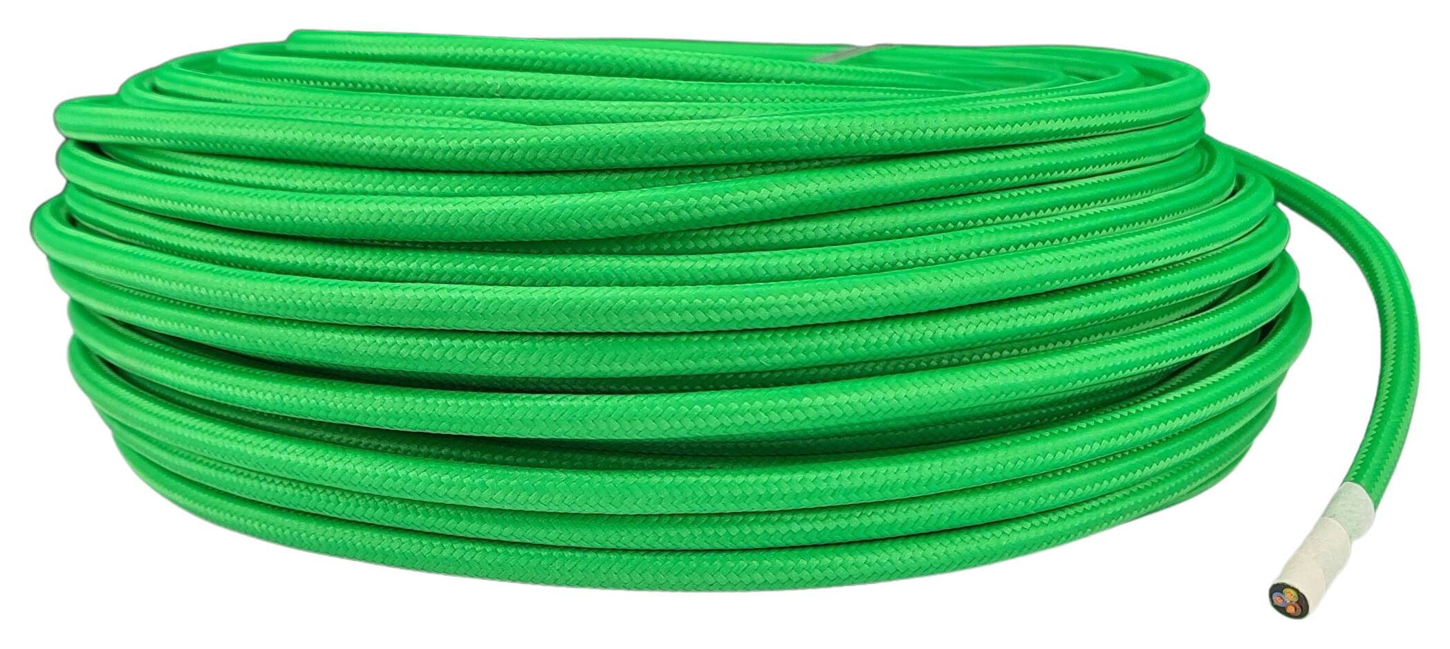 Kabel 3G 0,75 H03VV-F textilummantelt RAL 6038 grün