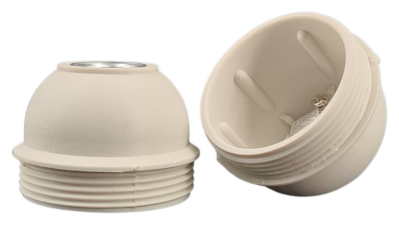 E27 cap for thermoplastic lampholder M10x1 iron thread white