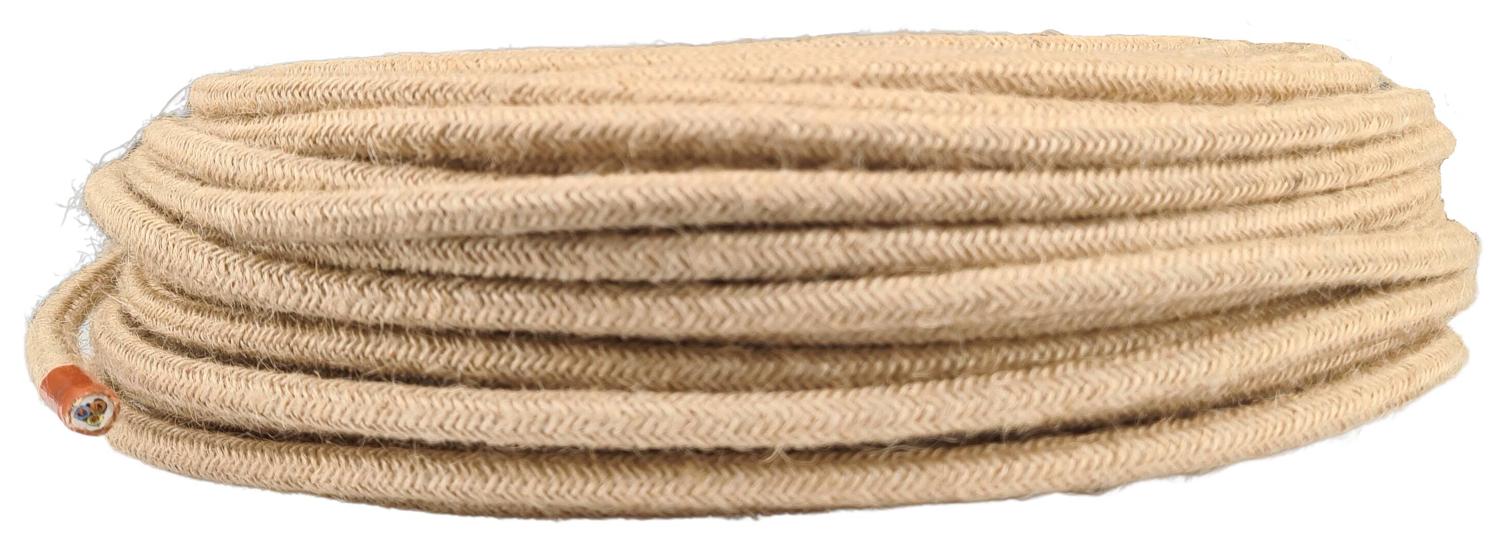 cable 3G 0,75 H03VV-F textile braided (Jute) flecked beige