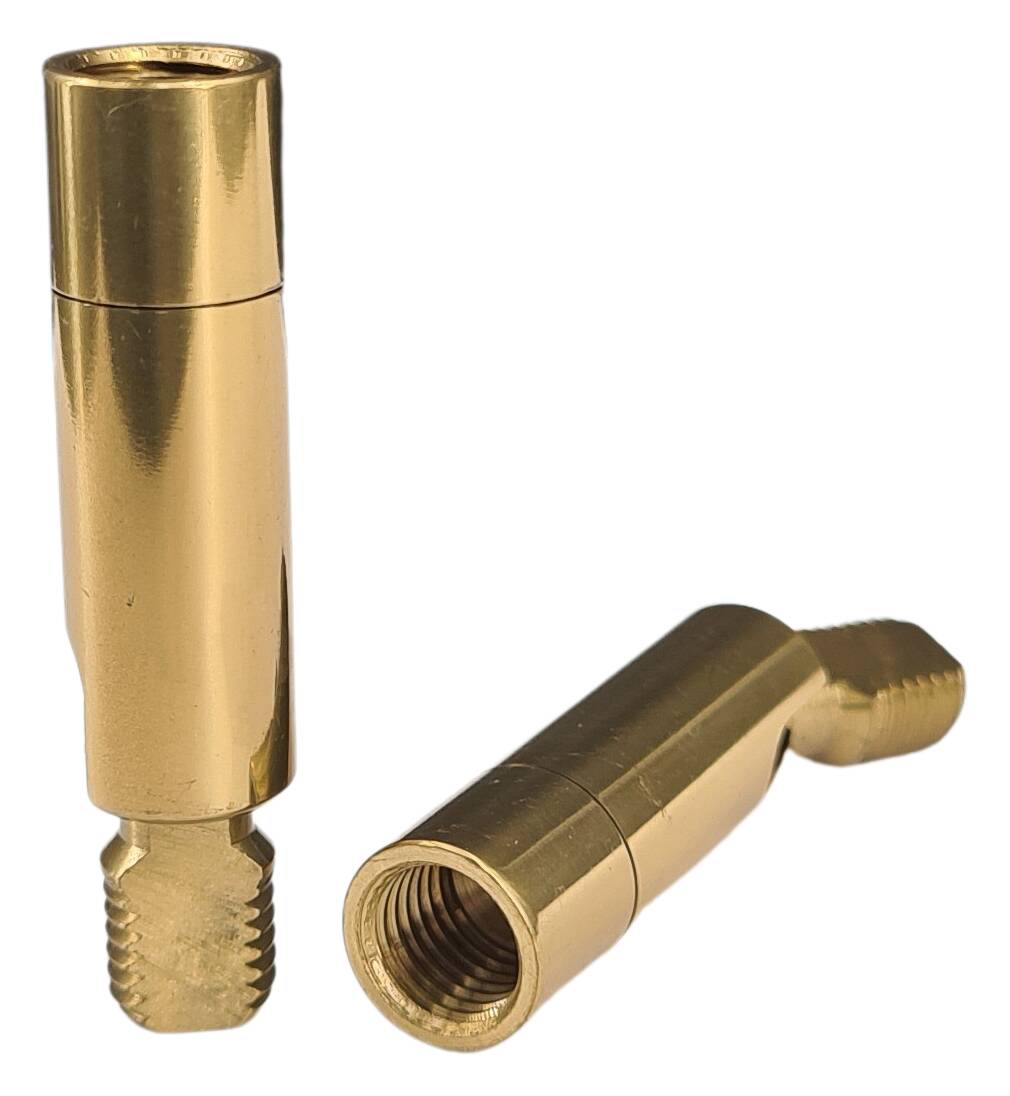 brass turn-tilt joint 10x43 M8x1 female/male profil pol./laq. 360° rotatable, 90° tiltable