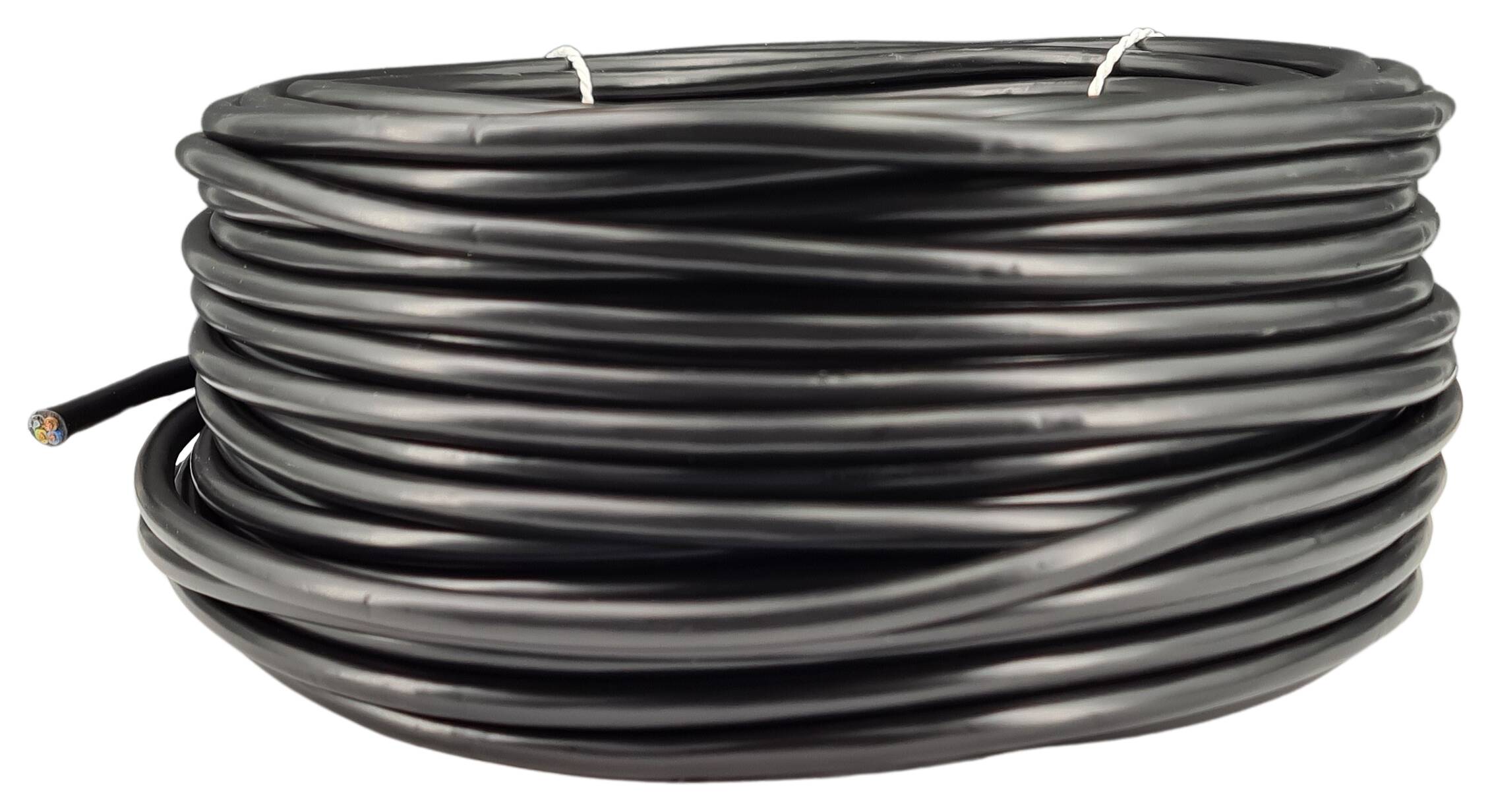 Kabel m. Stahlseil 3G 0,75 HO3VV-F rund AD = 6,3 mm PVC ummantelt schwarz