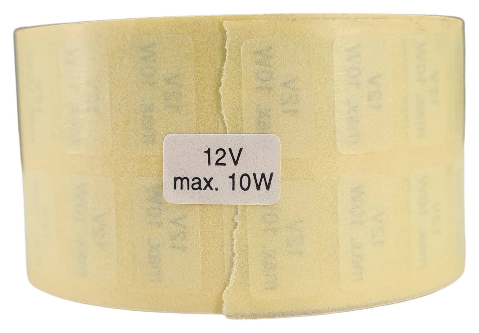 Etikett 12V max. 10 W 15x9 mm schreibweiss