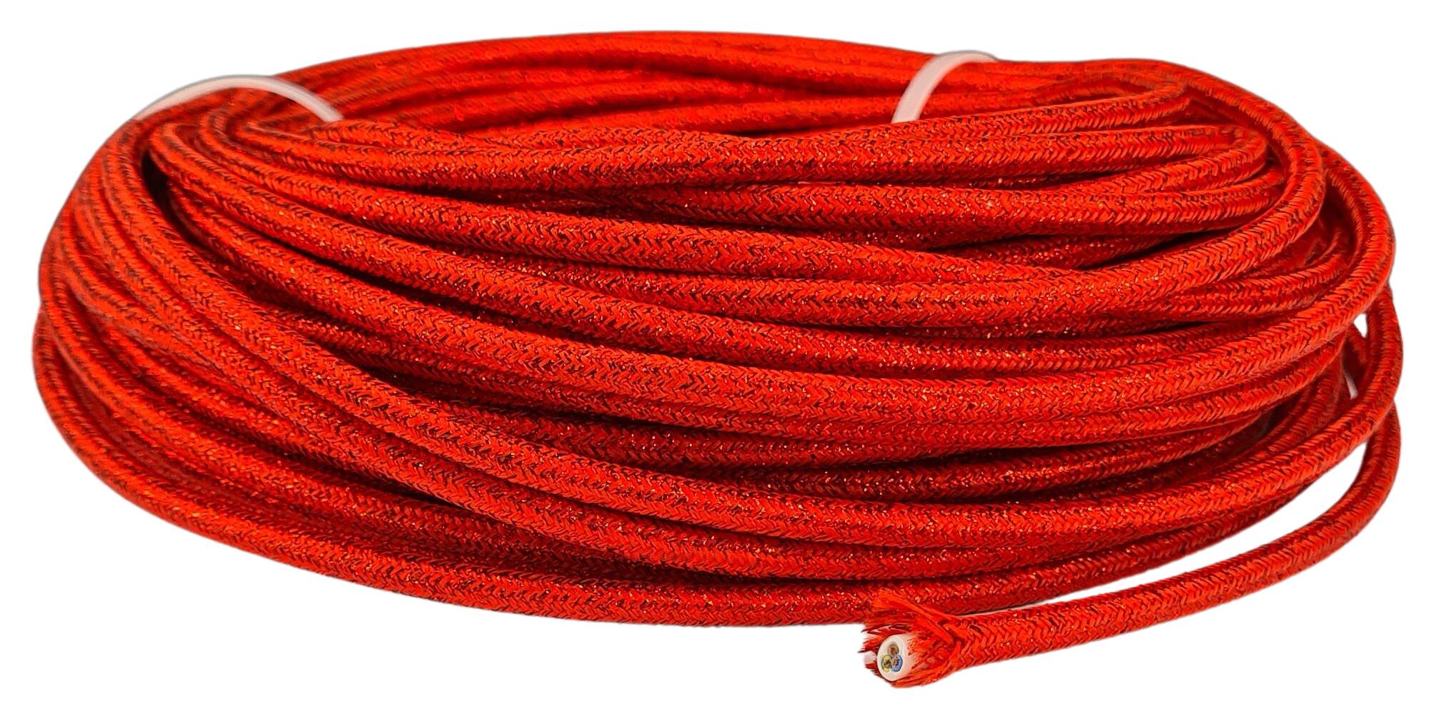 cable 3G 0,75 H03VV-F textile braided metallic RAL 3028 rot