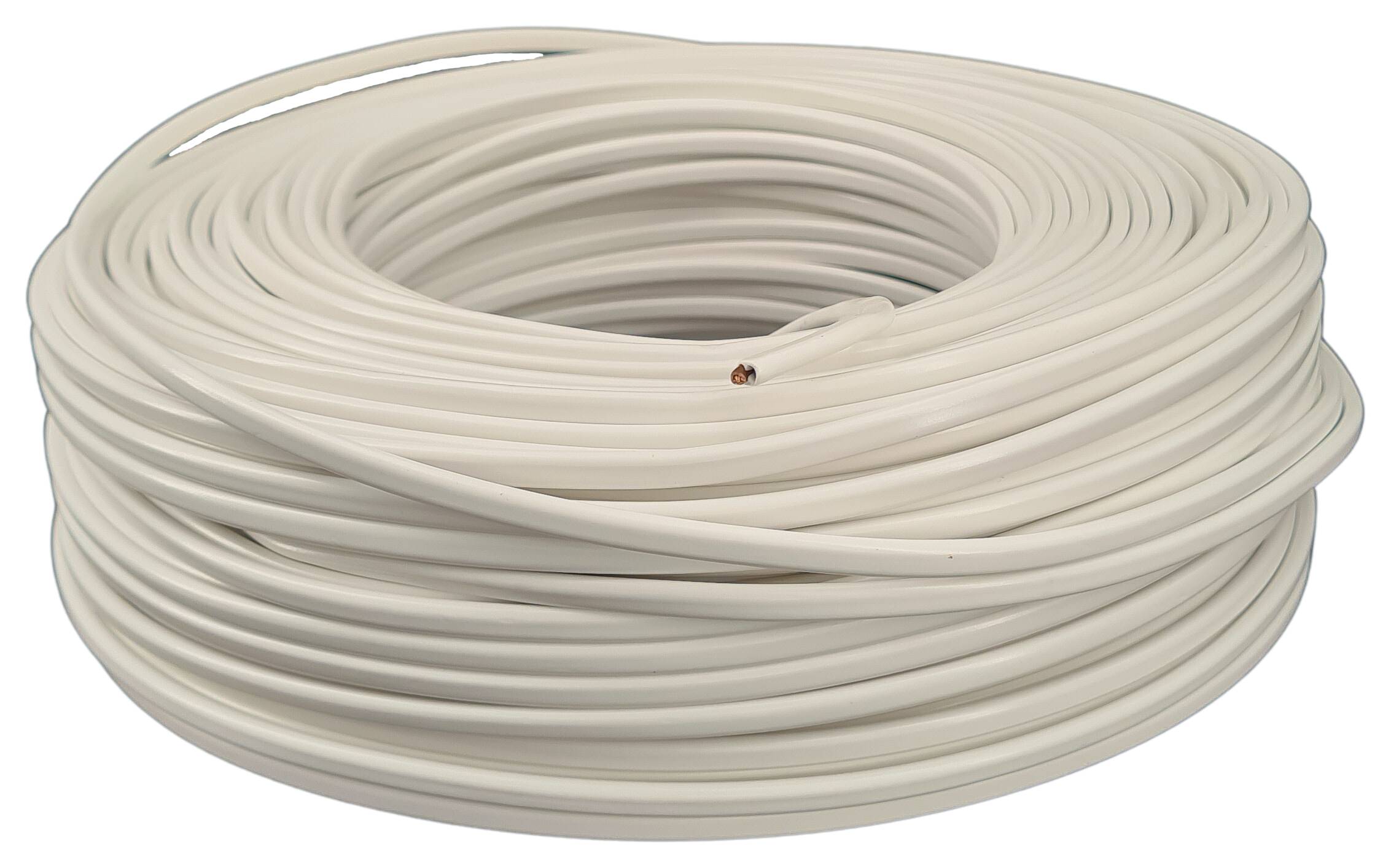 cable 2x0,75 H03VVH-2F flat 500 mtr. coil white