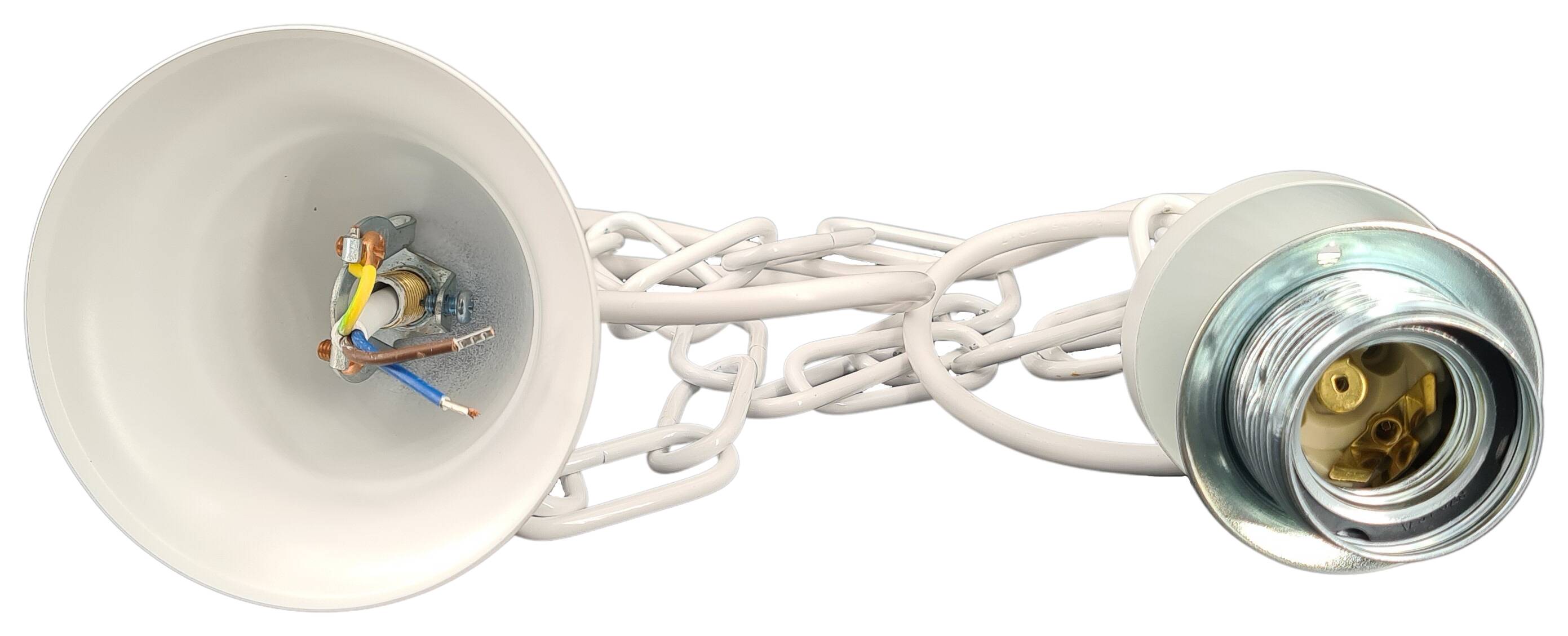 chain-pendel 3G 0,75 with mounted socket E27 100 cm long with Flemisch metal ceiling-cap white