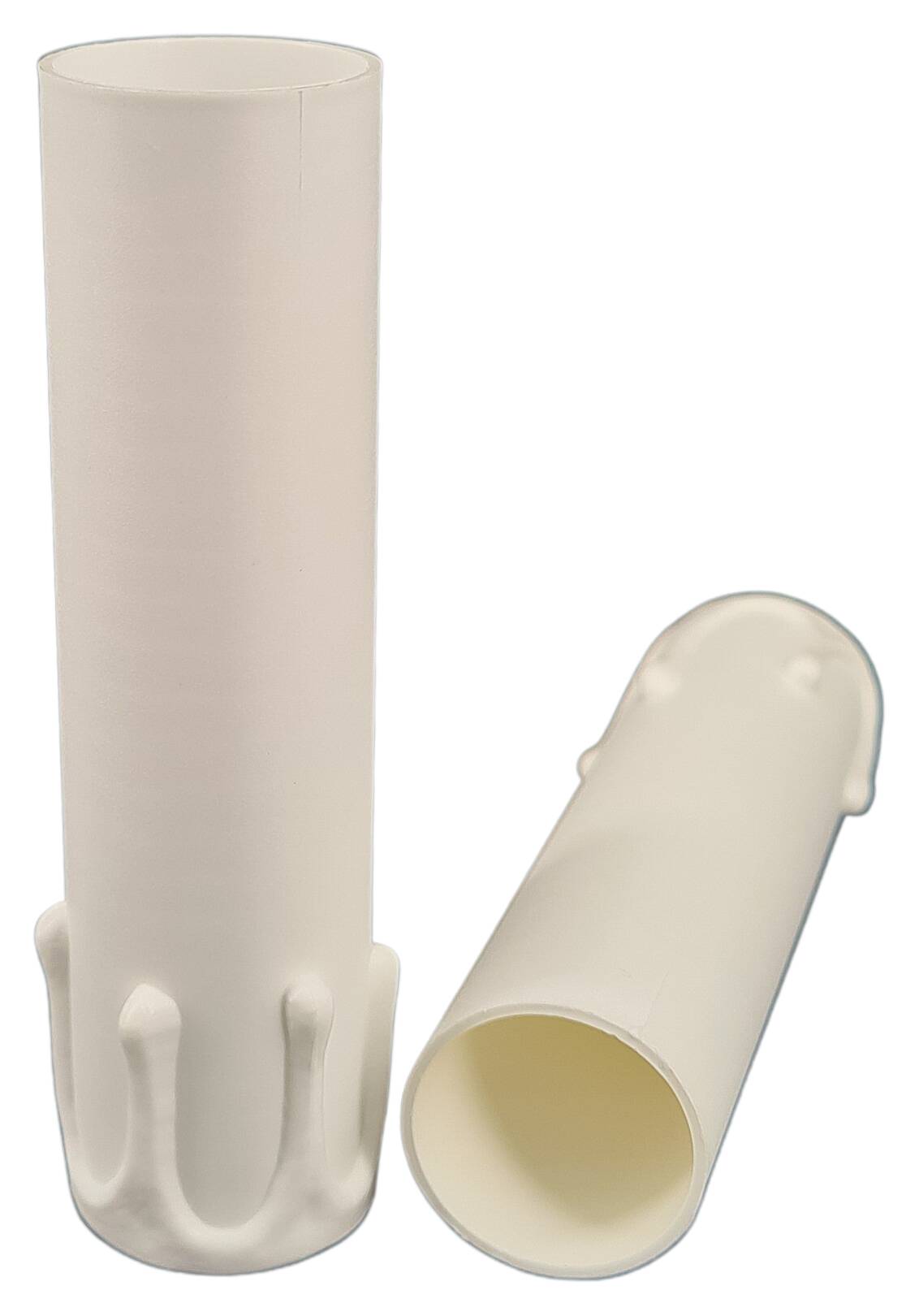 E14 plastic candle sleeve 29x105 with drops internal Ø 27 mm white