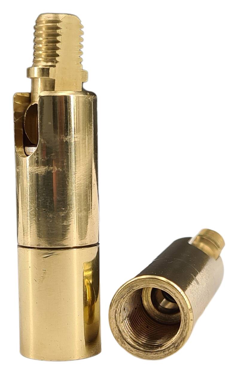 brass turn-tilt joint 13x52 M10x1 female/M8x1 male profil pol./laq. 360° turnable 90° tiltable
