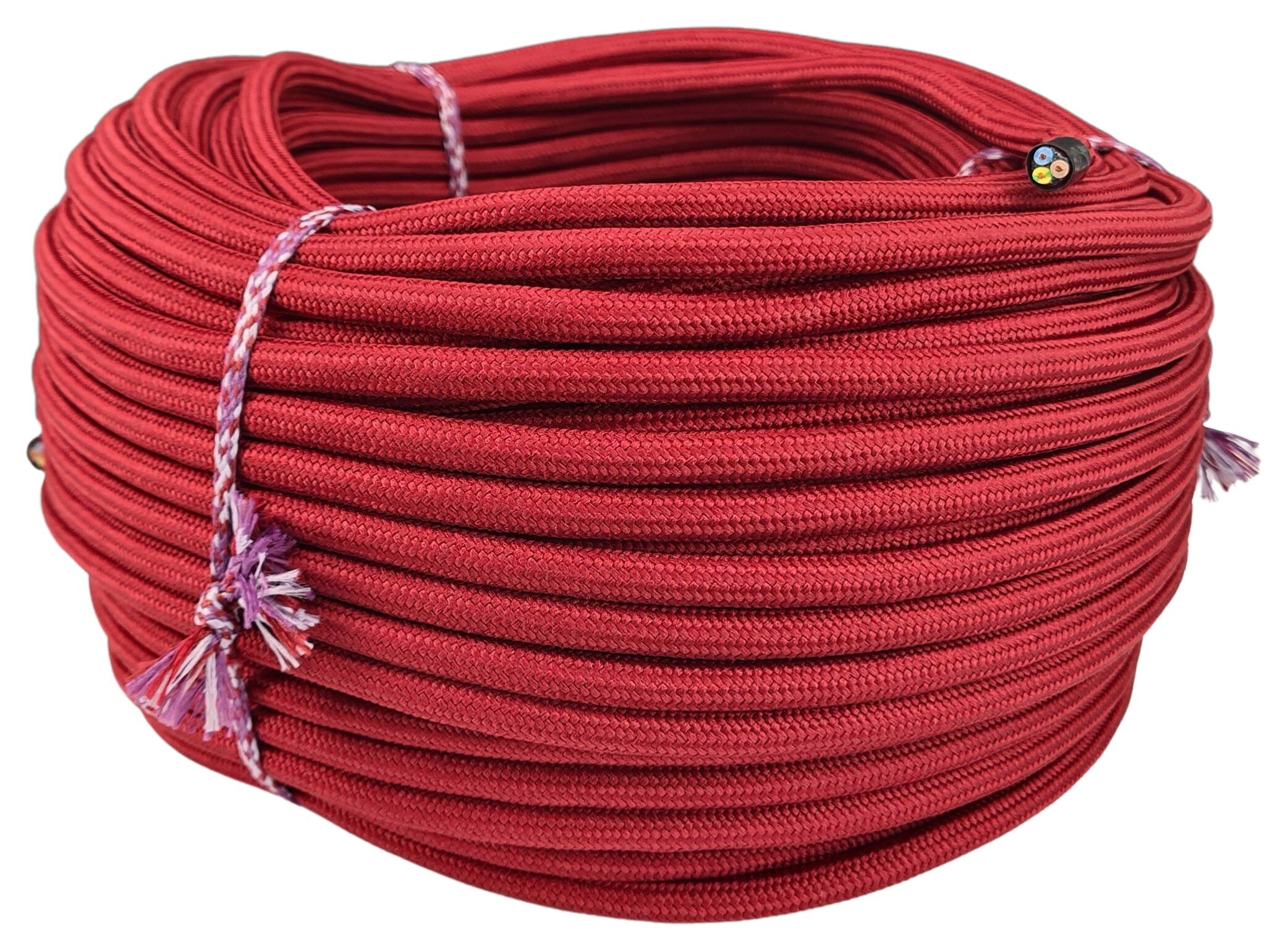 Kabel 3G 0,75 H03RT-F Baumwolle umsponnen AD. ca. 6,5 mm RAL 3005 bordeaux