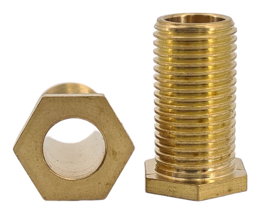 brass hexagon T-nipples 12x10 M10x1x8  anti-twist protection raw