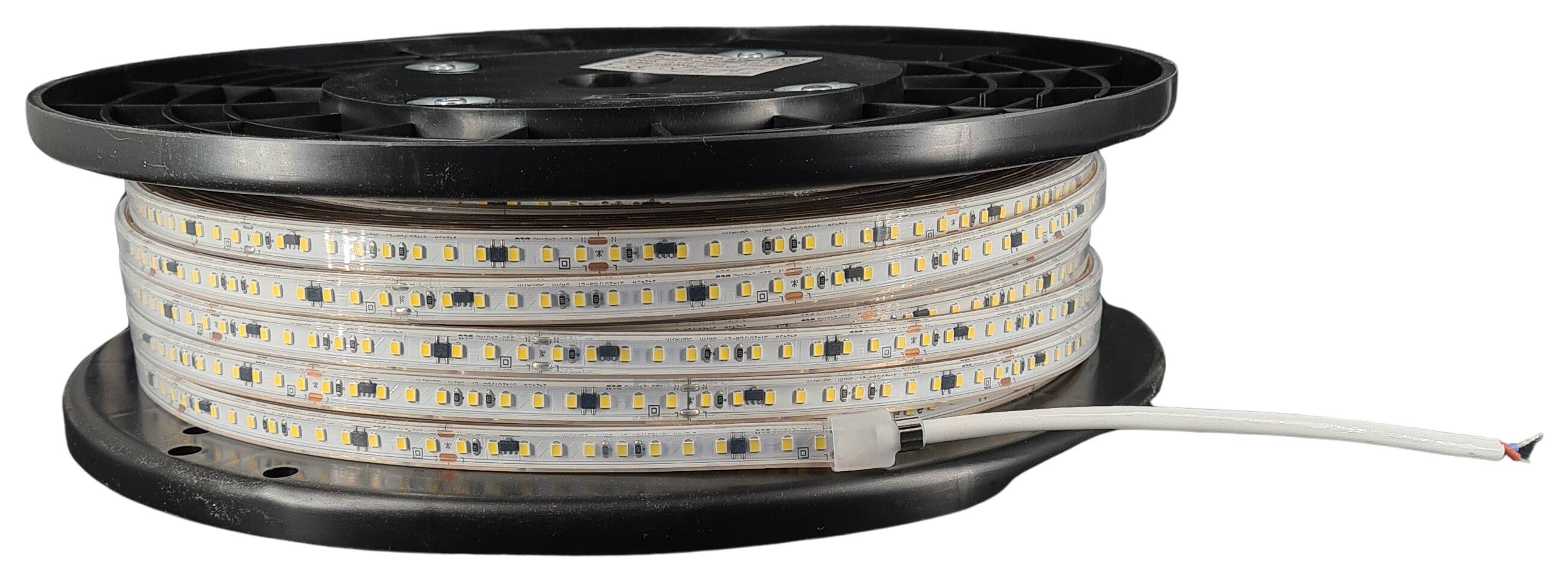 LED-Strip flexibel IP65 230V 8W/m 1050lm/m 4000K RA>80 120LEDs/m rückseitig 3M Tape Rolle á 50m