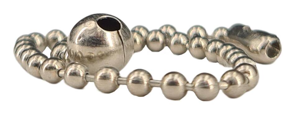 brass ball chain Ø 3,0 mm sections length 150 mm with final ball and clamping fastener nickel