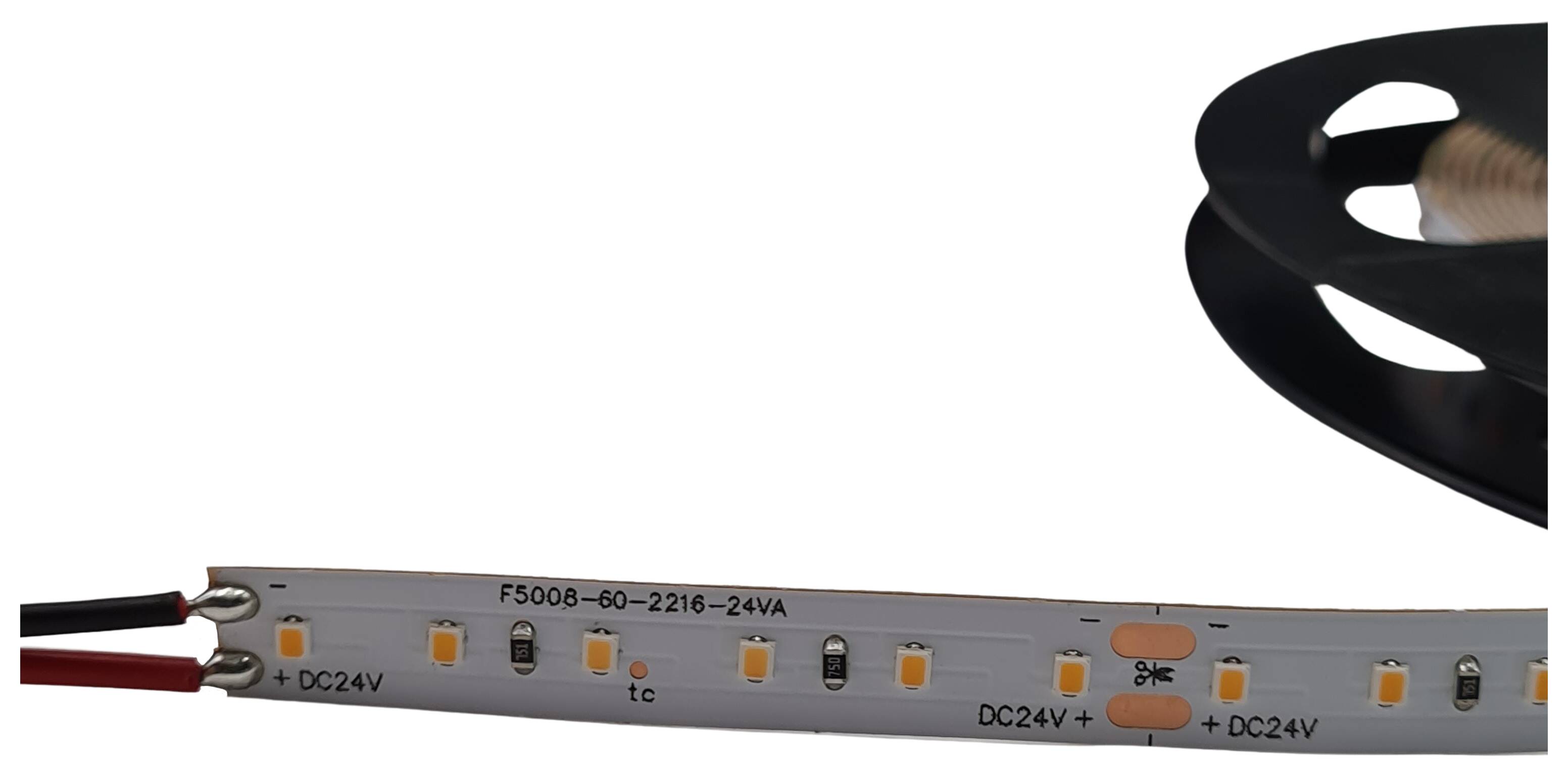 LED-Strip flexibel IP20 24V 4,8W/m 455lm/m 3000K RA>90 120 LEDs/m rückseitig 3M Tape B=8mm Rolle à 5