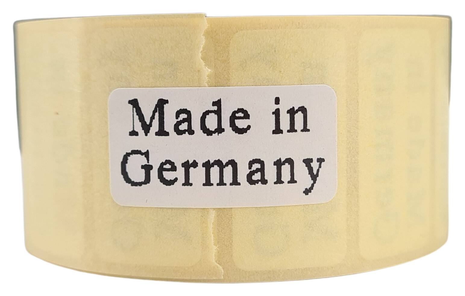Etikett Made in Germany schreibweiss