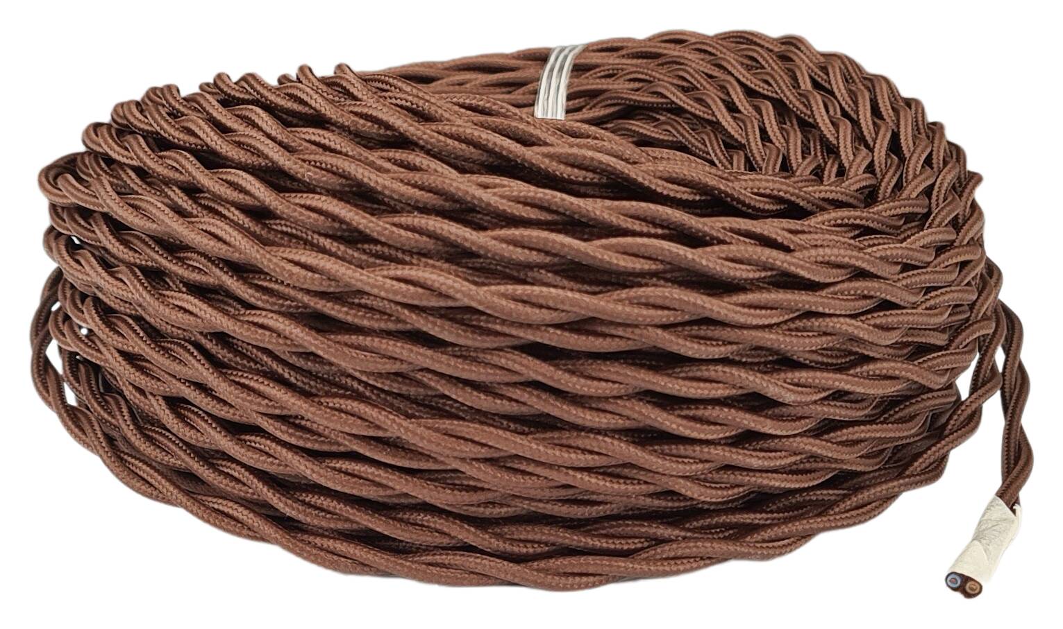 double isolated stranded cable 2x 0,75 separate textile braided and twisted  RAL 8014 brown