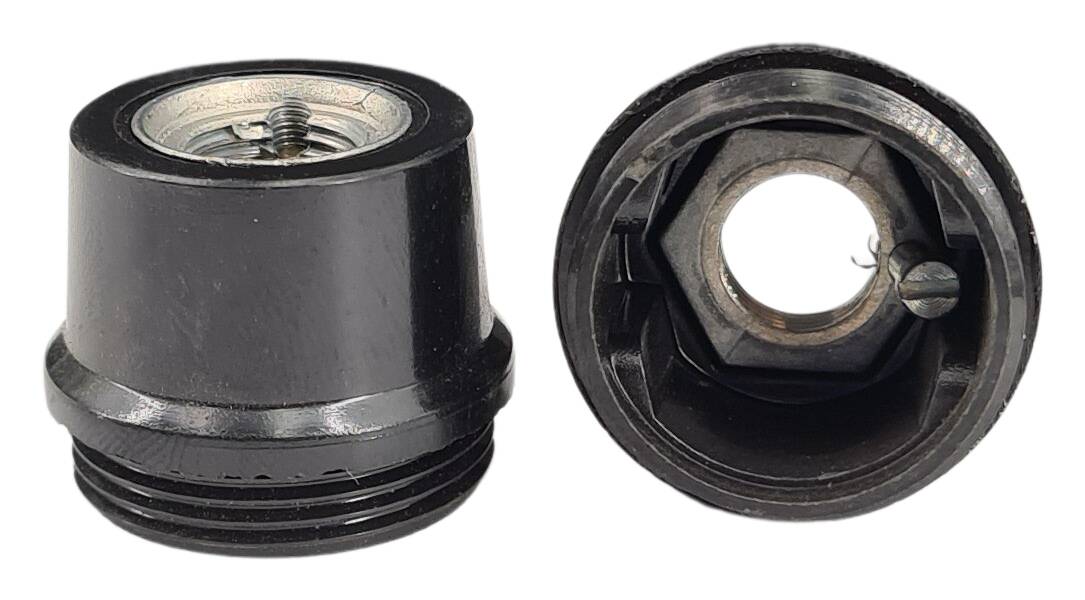 E14 cap for triform bakelite socket M10x1 iron thread black