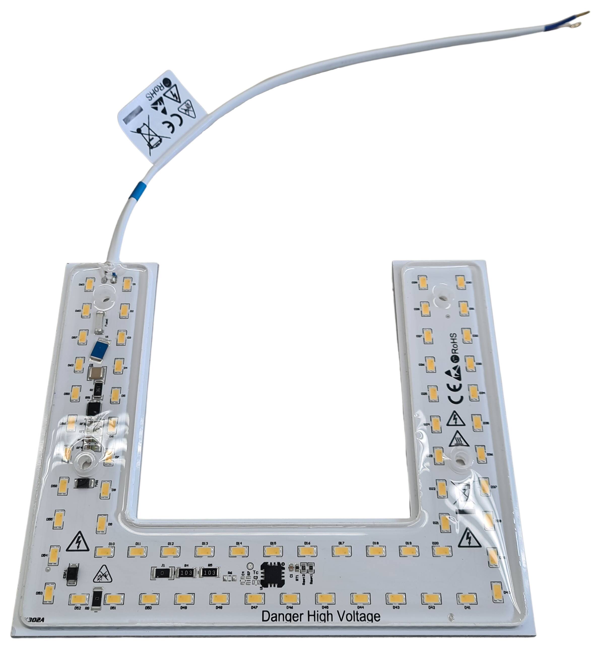 LED-Modul 180x150 mm 230V/AC 16W 4000K CRI>85 1600lm AluPCB 63x LED SSC vergossen m. Kabel 300 mm weiss