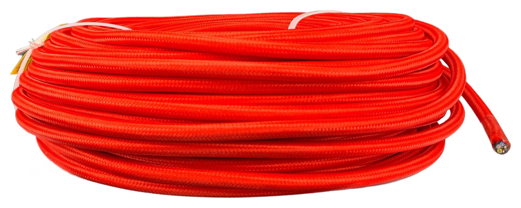 Kabel m. Stahlseil 5G 0,75 HO5VV-F PVC  textilummantelt RAL 3028 rot