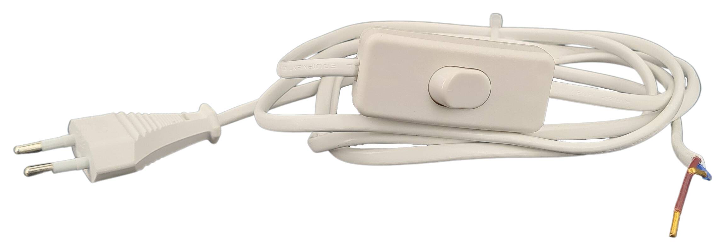 cord-set 2x0,75/2000/800 flat with Euro plug and handswitch white
