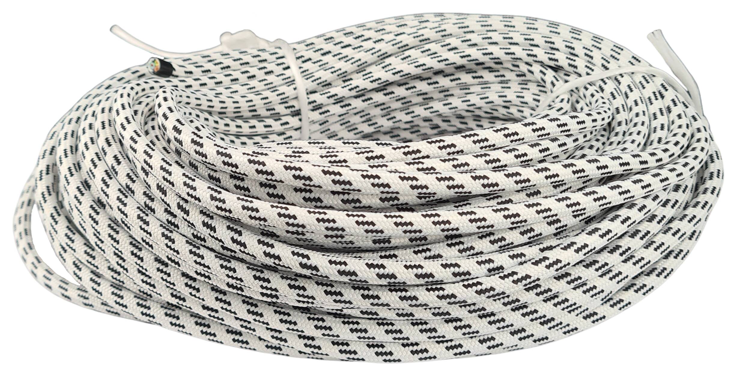 cable 3G 0,75 H03RT-F cotton coated white/ black