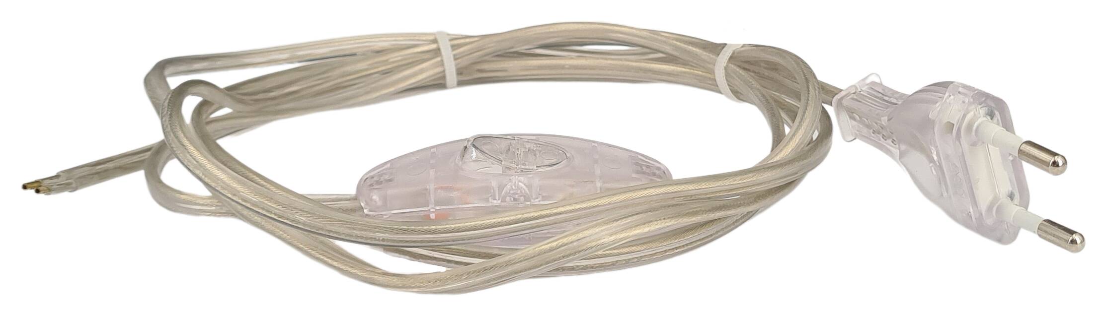 cord-set 2x0,75/1500/500 flat with Euro plug and handswitch transparent