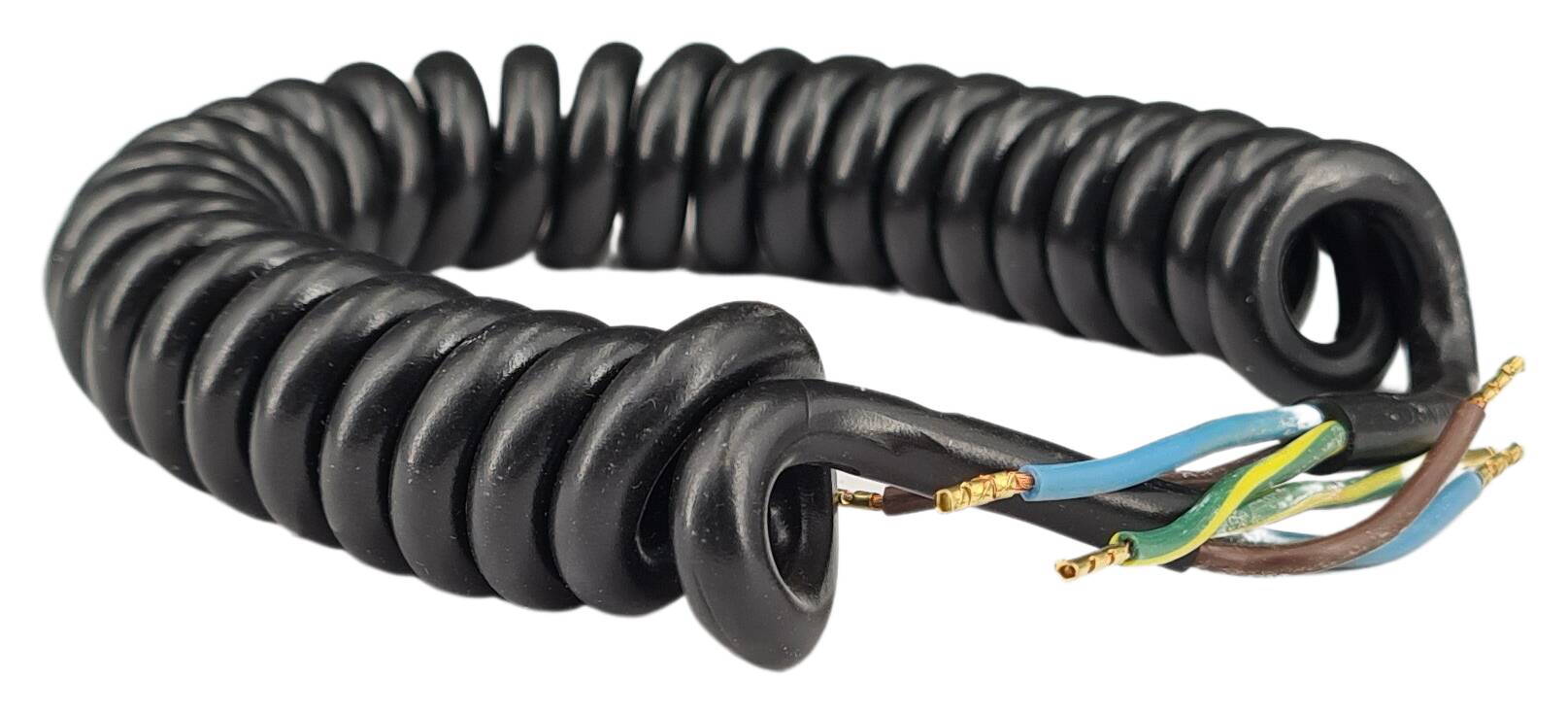 spiral cable-section 3G 0,75 extensible length 1200 mm free end 30/7 AE black