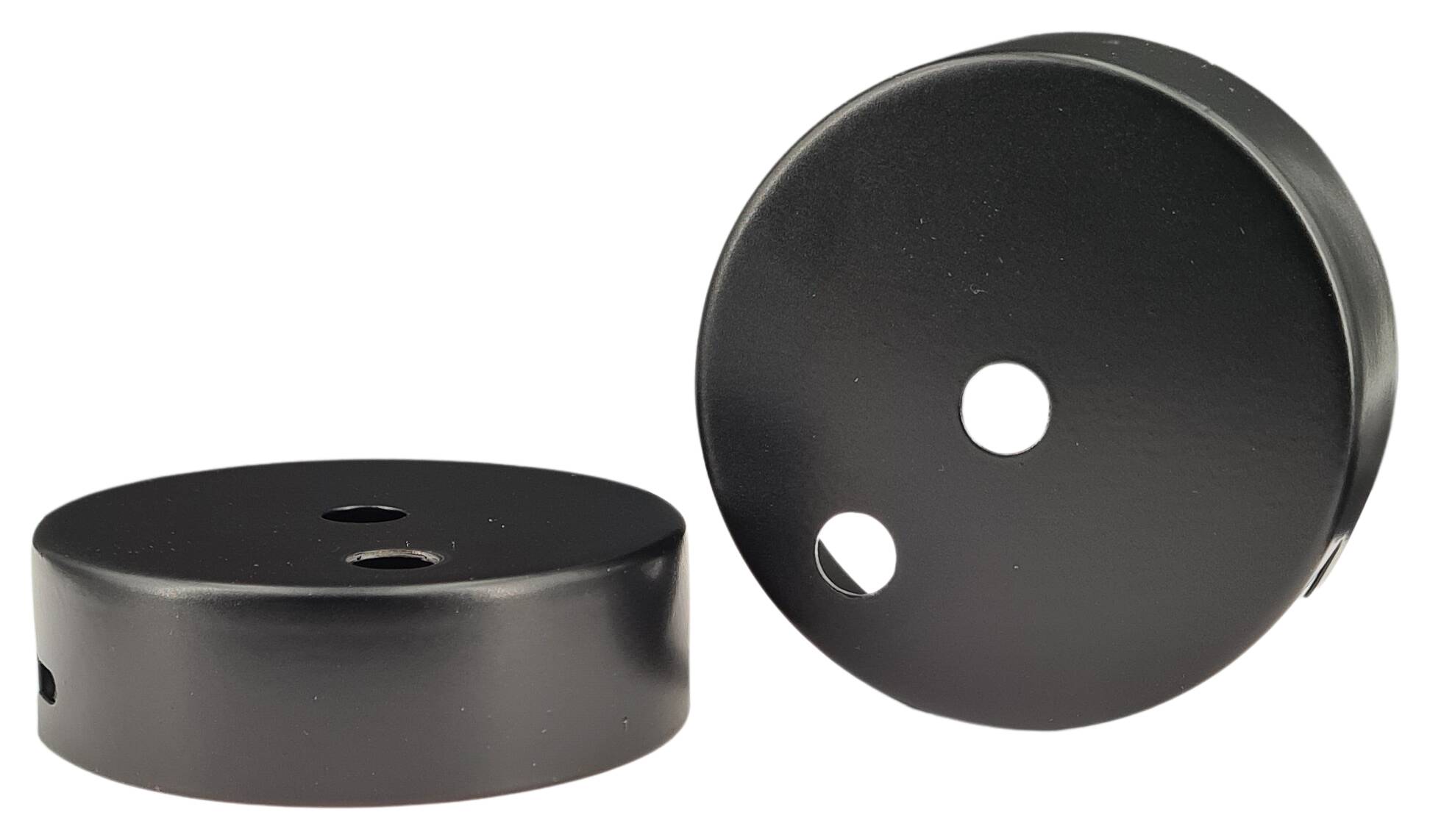 iron ceiling cap 80x25 1x MH 10,0 and 1x add. hole 10,0 with 2x bayonet black