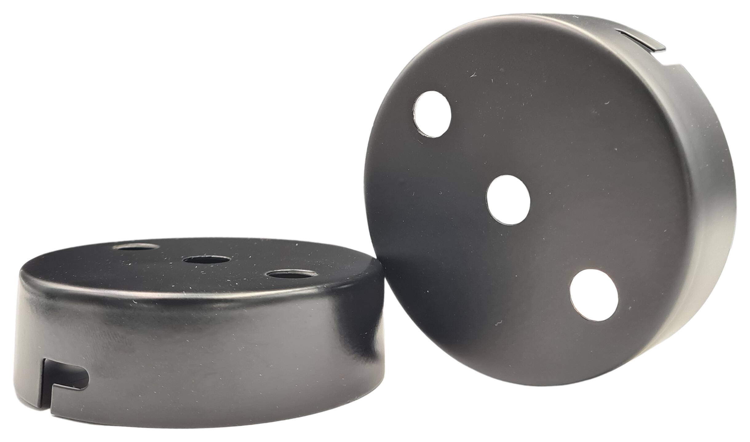 iron ceiling cap 80x25 1x MH 10,0 and 2x add. hole 10,0 with 2x bayonet schwarz