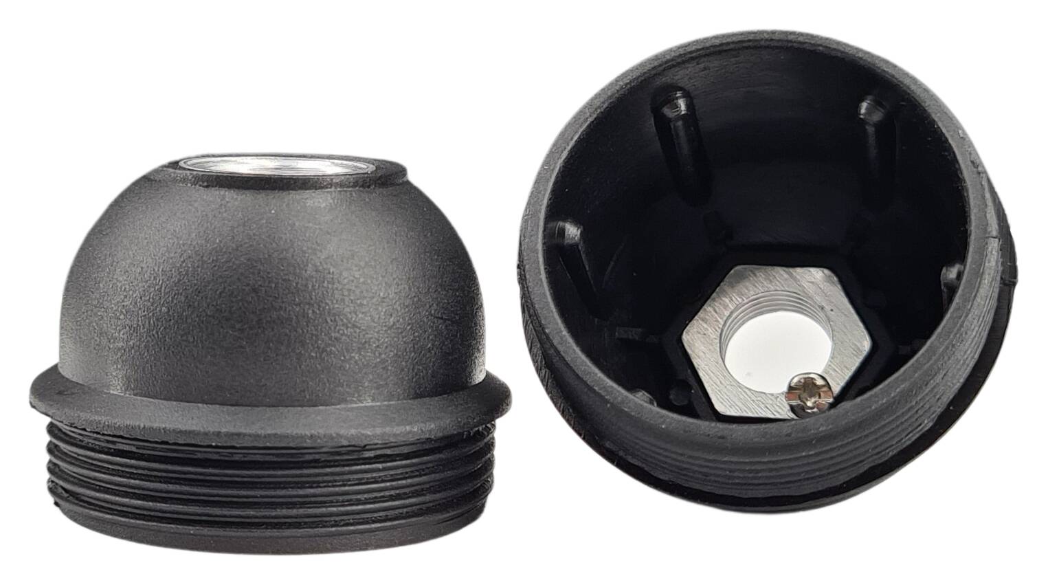 E27 cap for thermoplastic lampholder M10x1 iron thread black