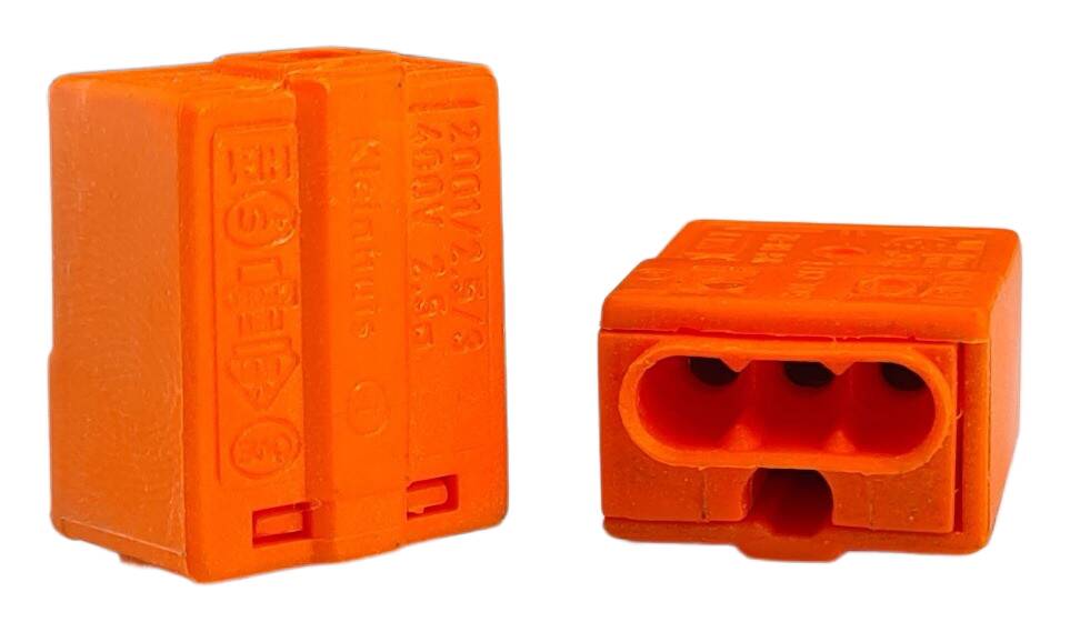 schraublose Verbindungsklemme 1,0-2,5 mm² 3plg. 17x14x9 orange
