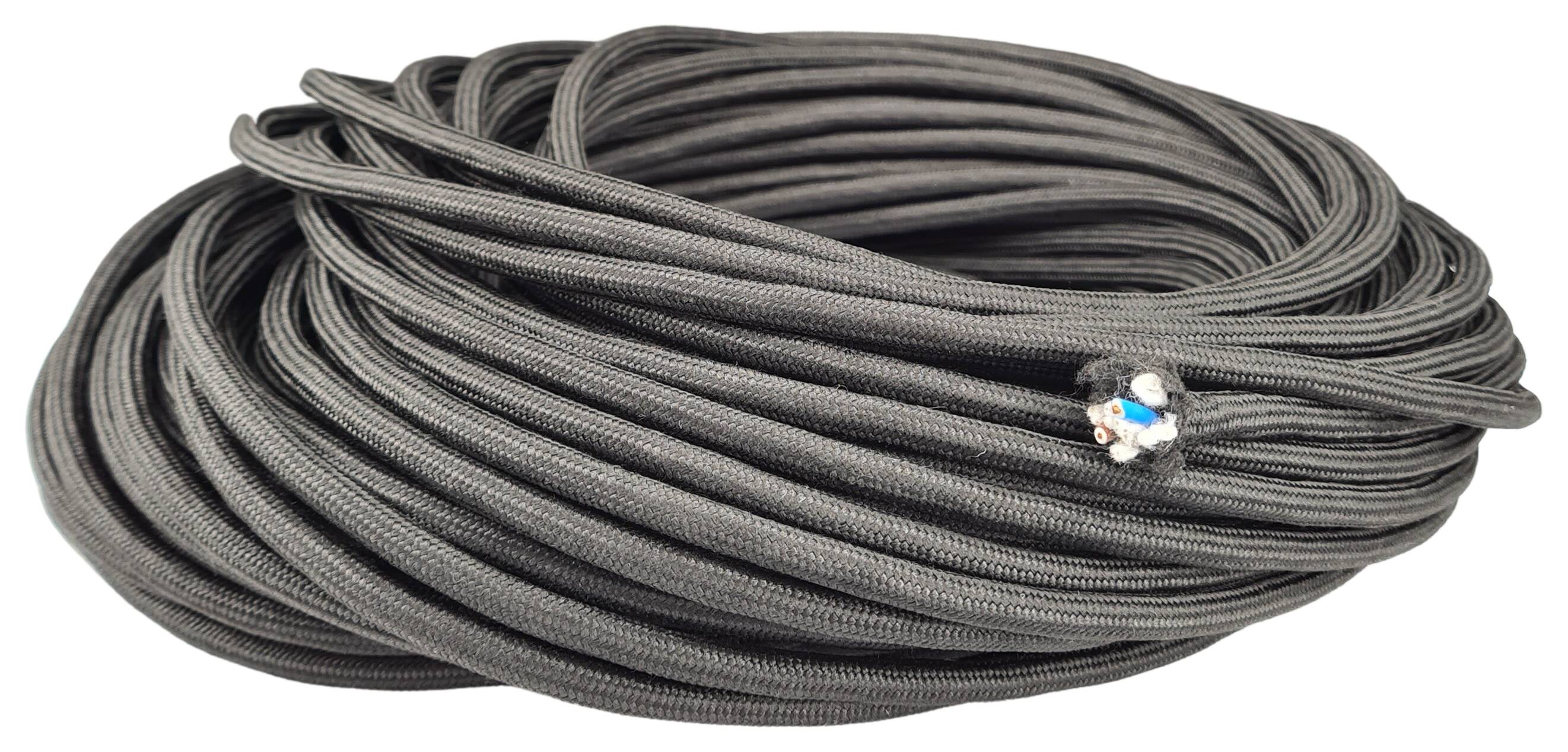 cable 2x0,75 H03RT-F cotton coated black