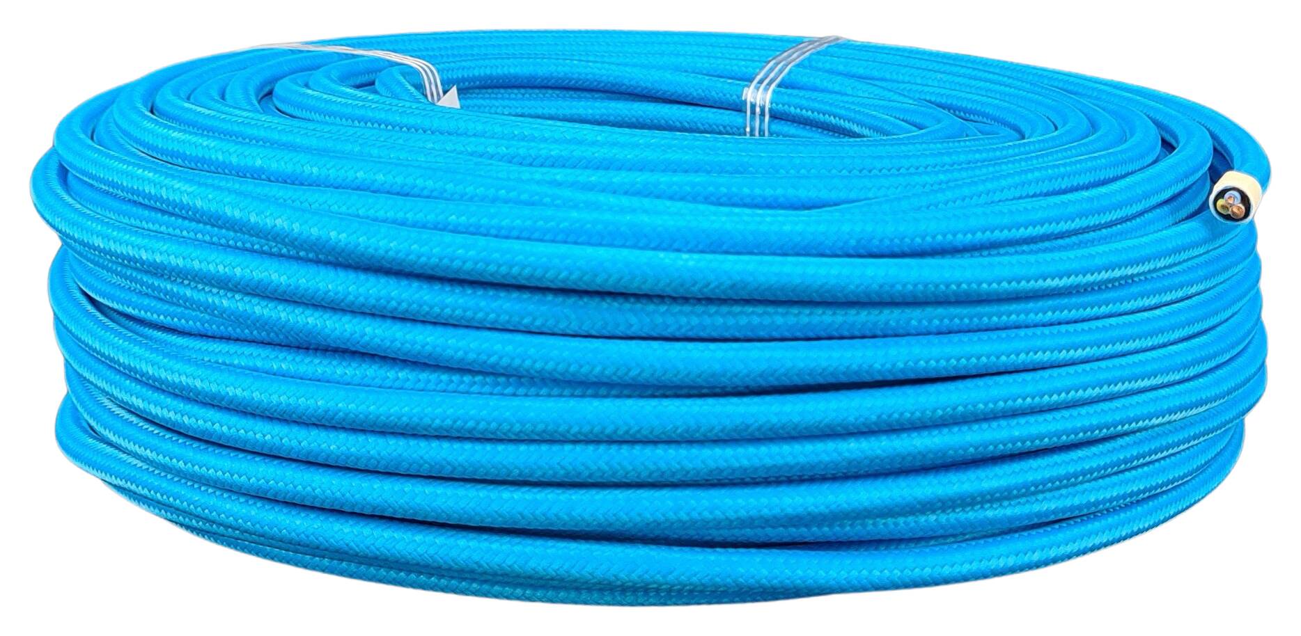Kabel 3G 0,75 H03VV-F textilummantelt RAL 5015 blau