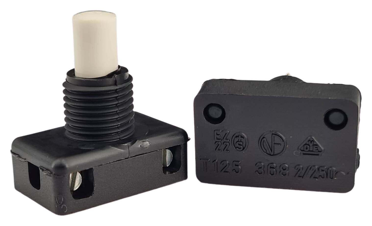 pressure switch 22x14x25 250V/2A on/off black with Knob ON/OFF white      doppelt on/off
