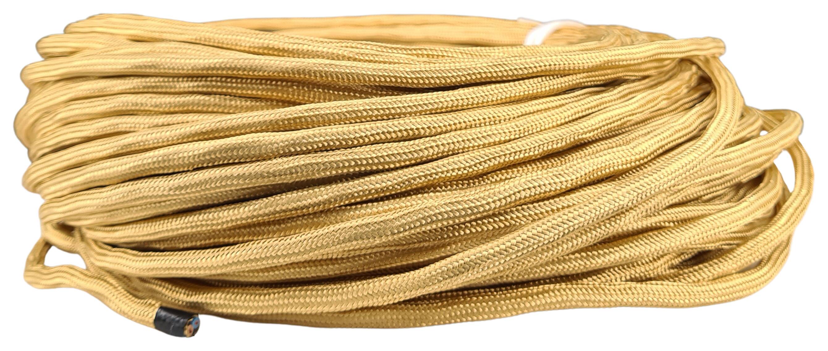 Kabel 2x0,75 H03RT-F Baumwolle umsponnen RAL 1036 gold glänzend