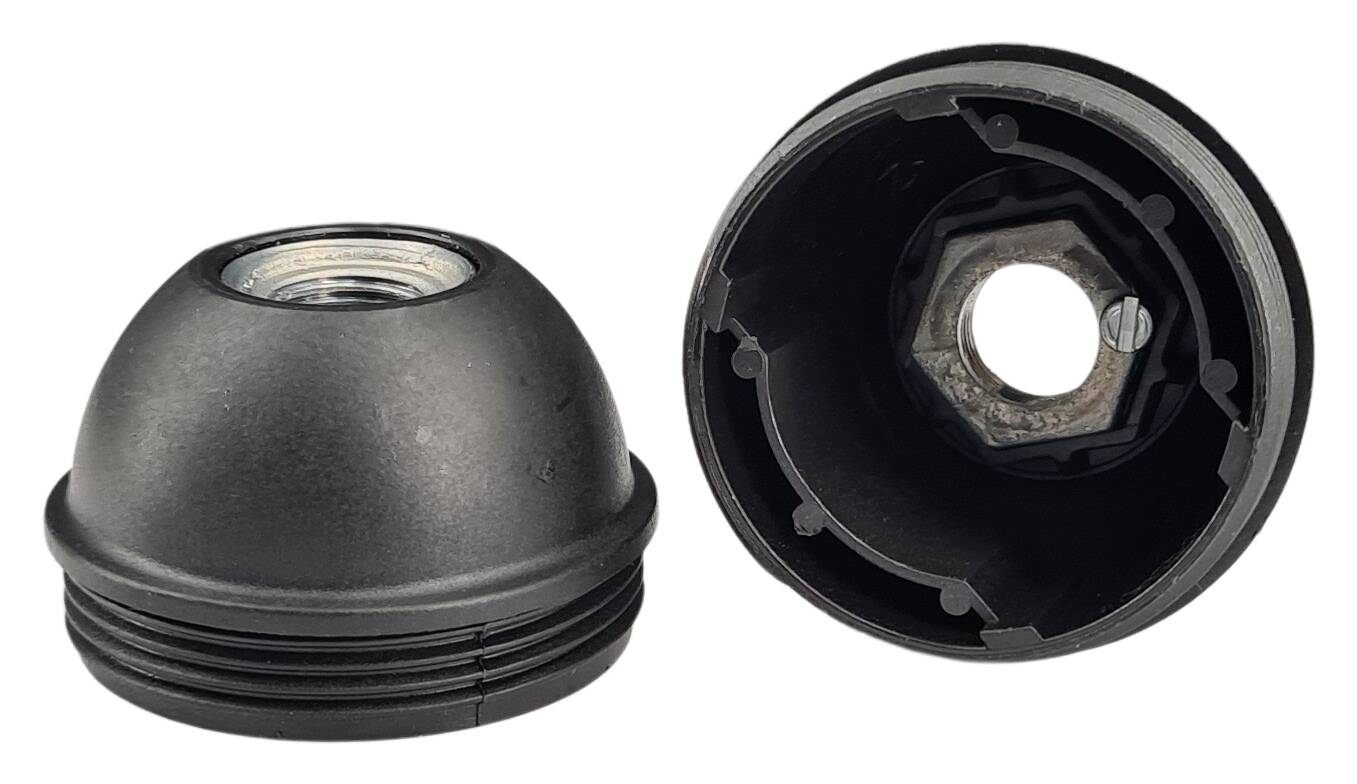 E27 cap for thermoplastic lampholder M10x1 iron thread black