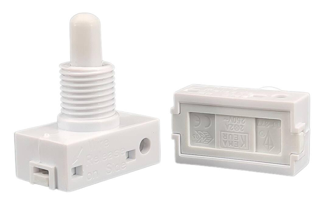 pressure switch 25x13x28 250V/2A on/off white with Knob ON/OFF white