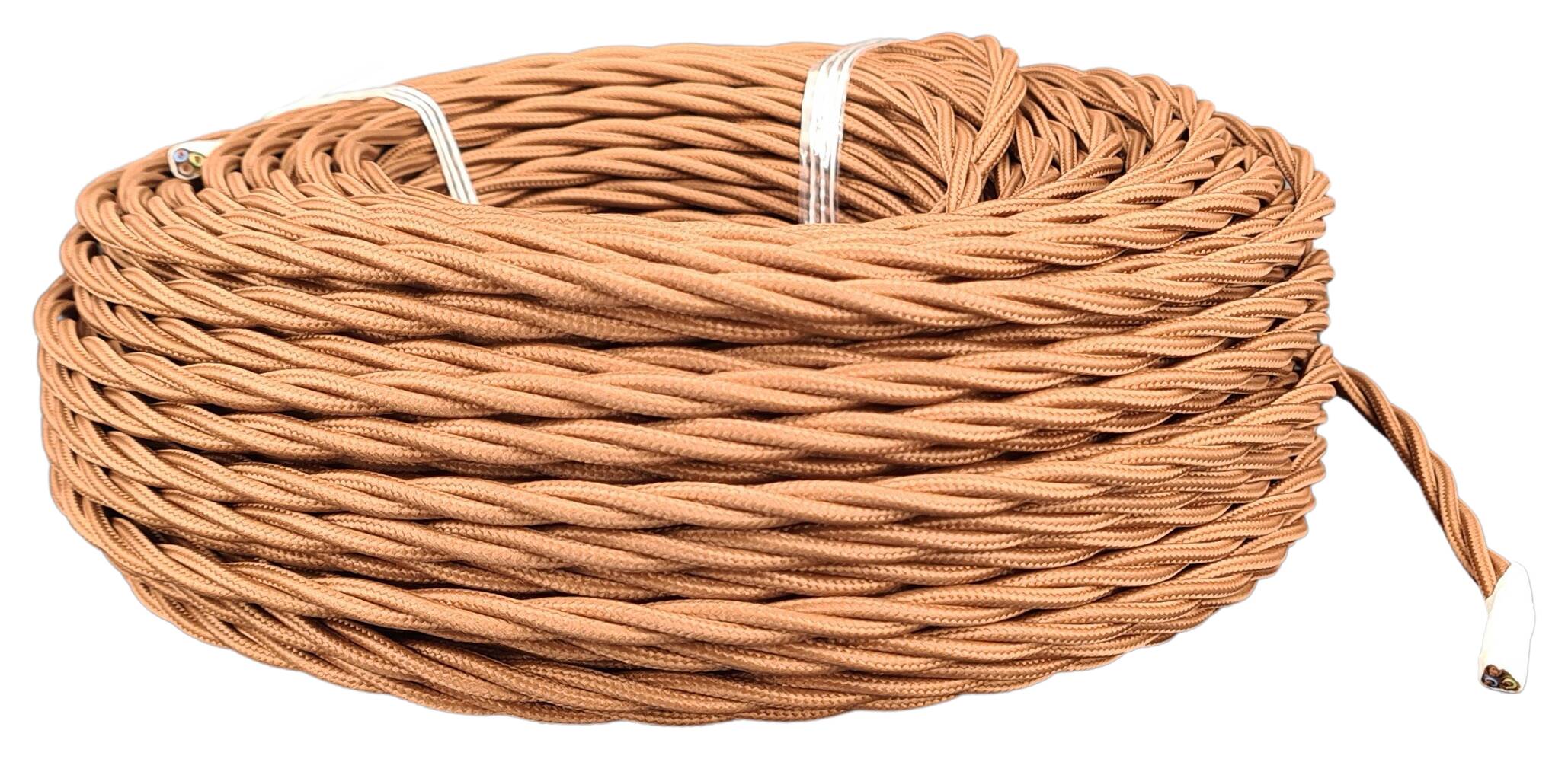 double isolated stranded cable 3G 0,75 separate textile braided and twisted RAL 8003 clay brown