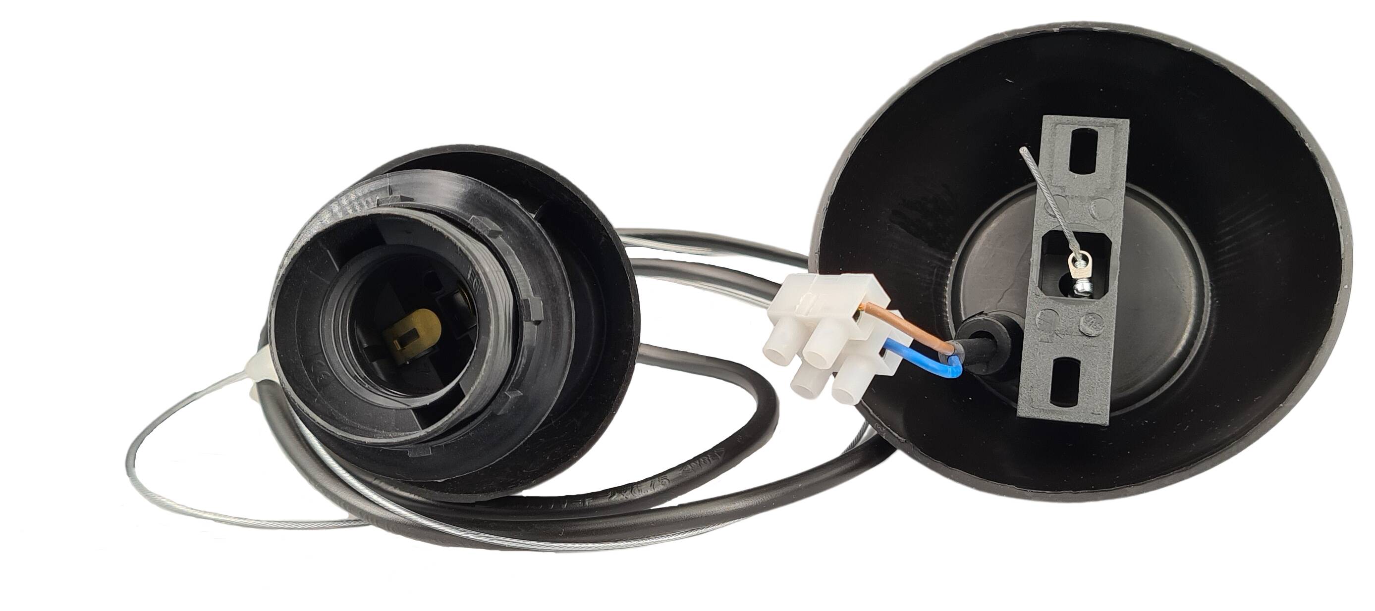Pendel Plus schwarz/Kabel schwarz m. montierter Fassung E27 150 cm lg.