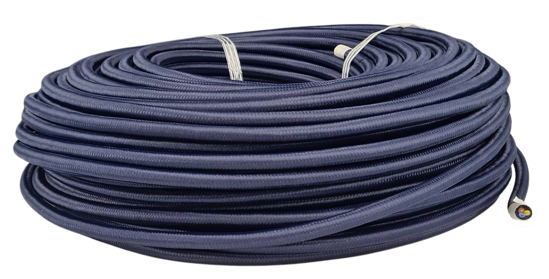 Kabel 3G 0,75 H03VV-F textilummantelt RAL 5013 marineblau